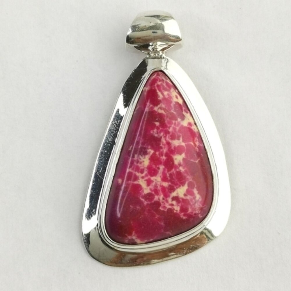 Sterling Silver Raspberry Red Jasper Drop Pendant - image 2